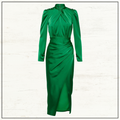 DRAPED SATIN MIDI DRESS