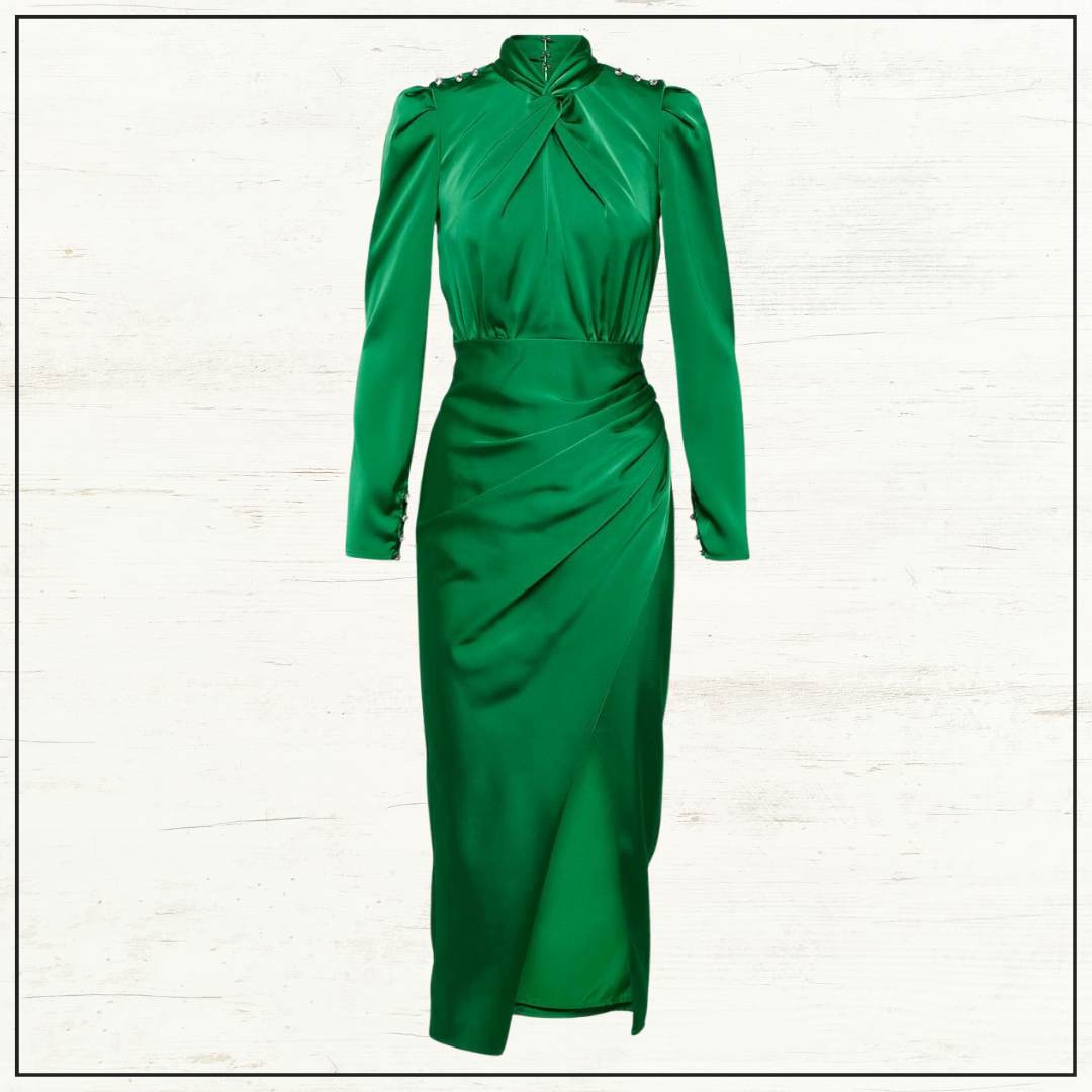 DRAPED SATIN MIDI DRESS