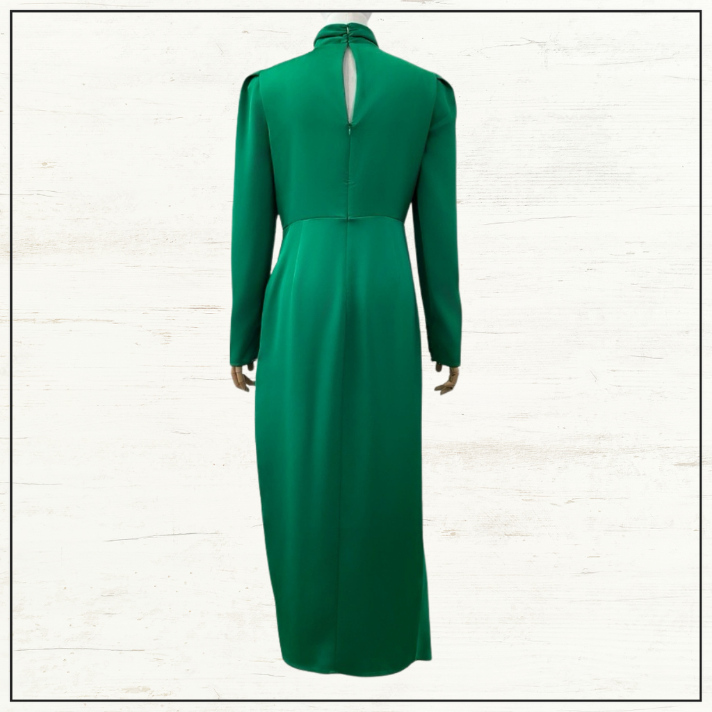 DRAPED SATIN MIDI DRESS