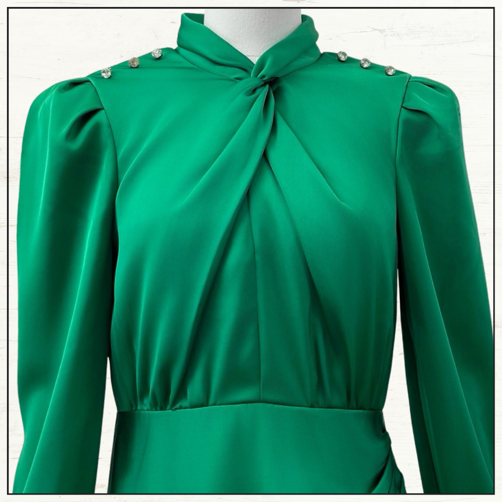 DRAPED SATIN MIDI DRESS