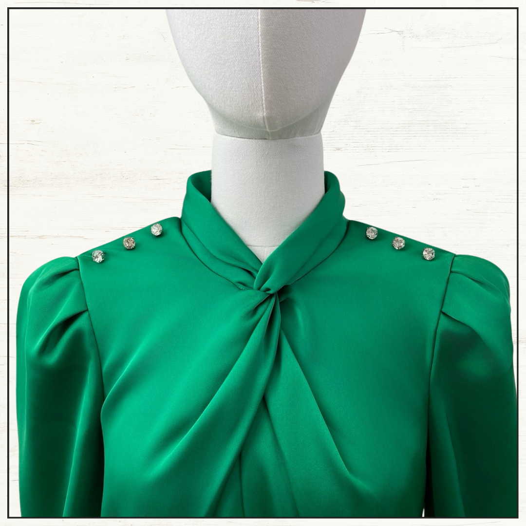 DRAPED SATIN MIDI DRESS