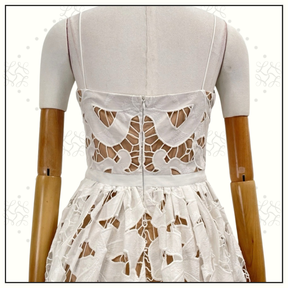 WHITE BOW EMBROIDERED MIDI DRESS