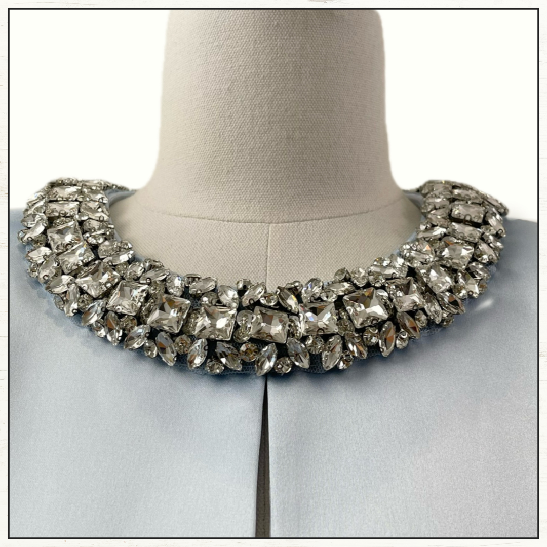 EMBELLISHED SATIN MINI DRESS