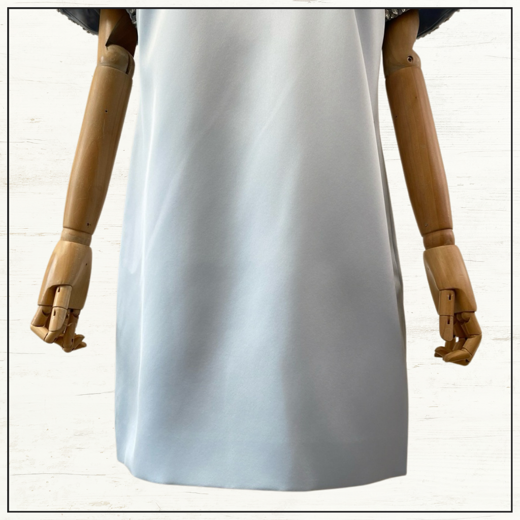 EMBELLISHED SATIN MINI DRESS