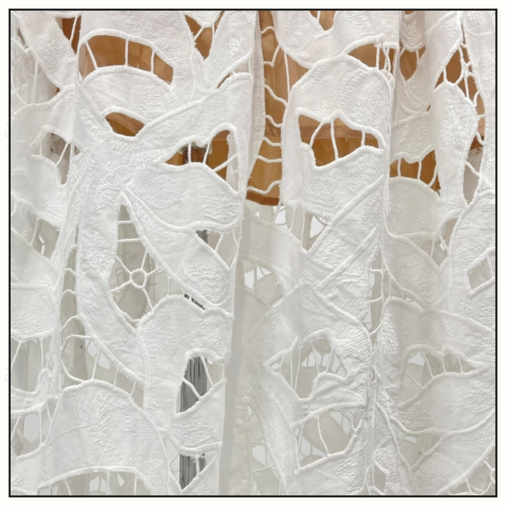 WHITE BOW EMBROIDERED MIDI DRESS