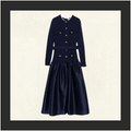 KNIT TAFFETA MIDI DRESS