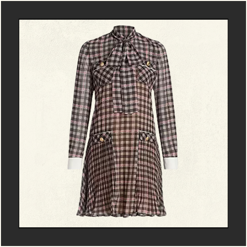 CHECK CHIFFON MINI DRESS