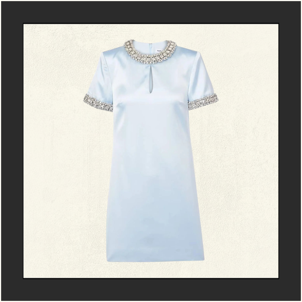 EMBELLISHED SATIN MINI DRESS