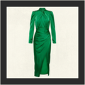 DRAPED SATIN MIDI DRESS