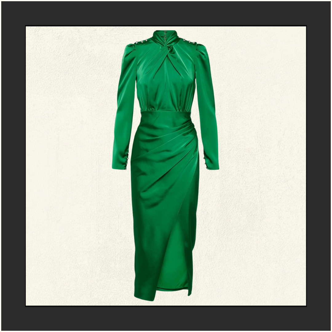 DRAPED SATIN MIDI DRESS