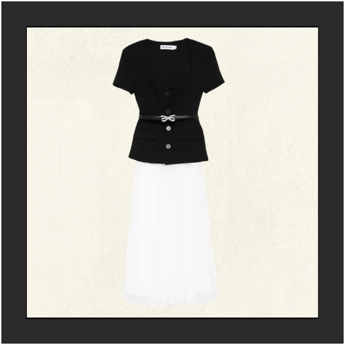 EMBELLISHED PLEATED MIDI DRESS