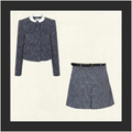 BLUE BOUCLE JACKET & MINI SKIRT