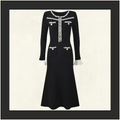 KNIT CONTRAST TRIM MIDI DRESS