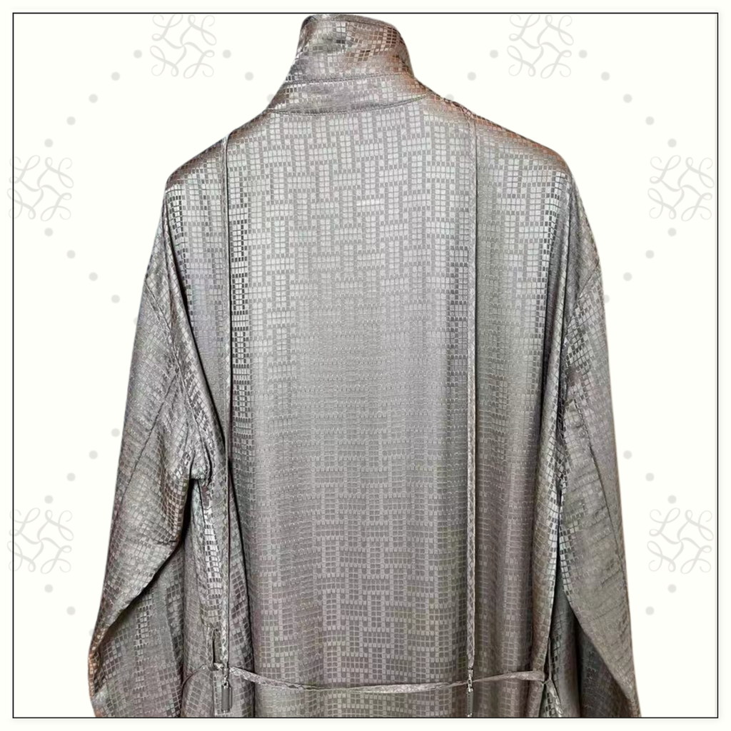 MOSAIQUE DRAWSTRING SILK LONG DRESS