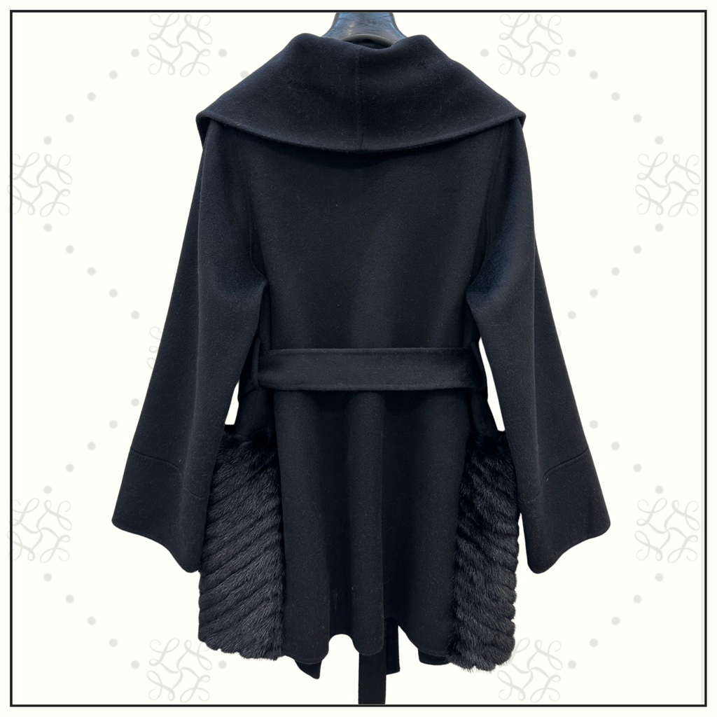 WOOL WRAP COAT WITH FUR POCKETS