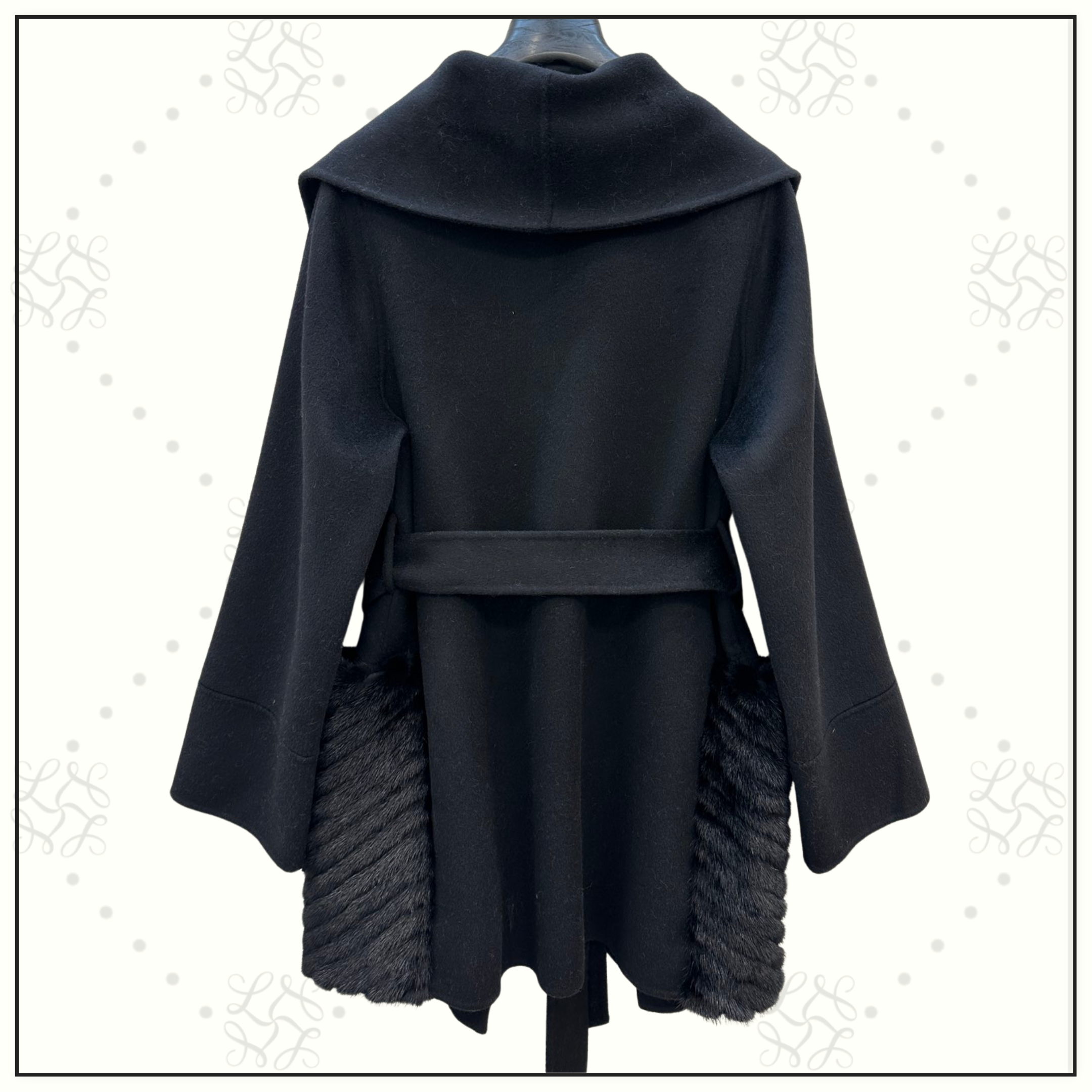 WOOL WRAP COAT WITH FUR POCKETS