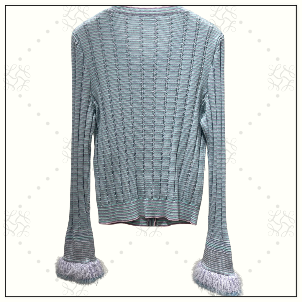 CASHMERE & COTTON FEATHER CARDIGAN & MINI SKIRT