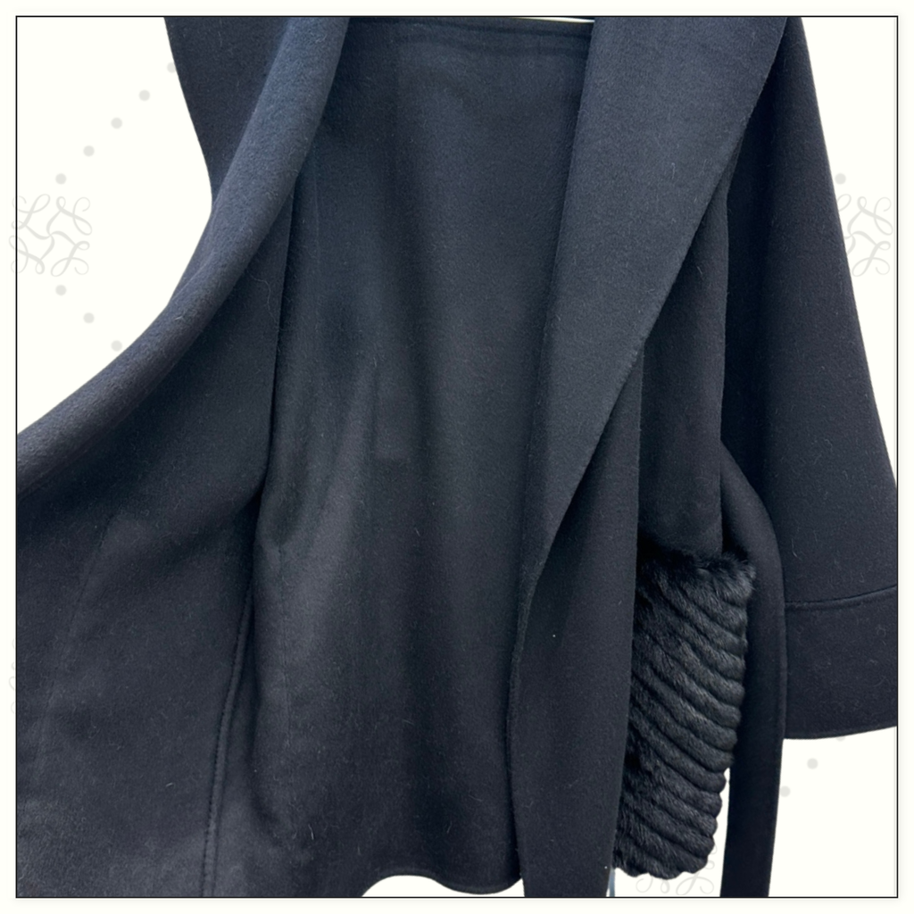 WOOL WRAP COAT WITH FUR POCKETS