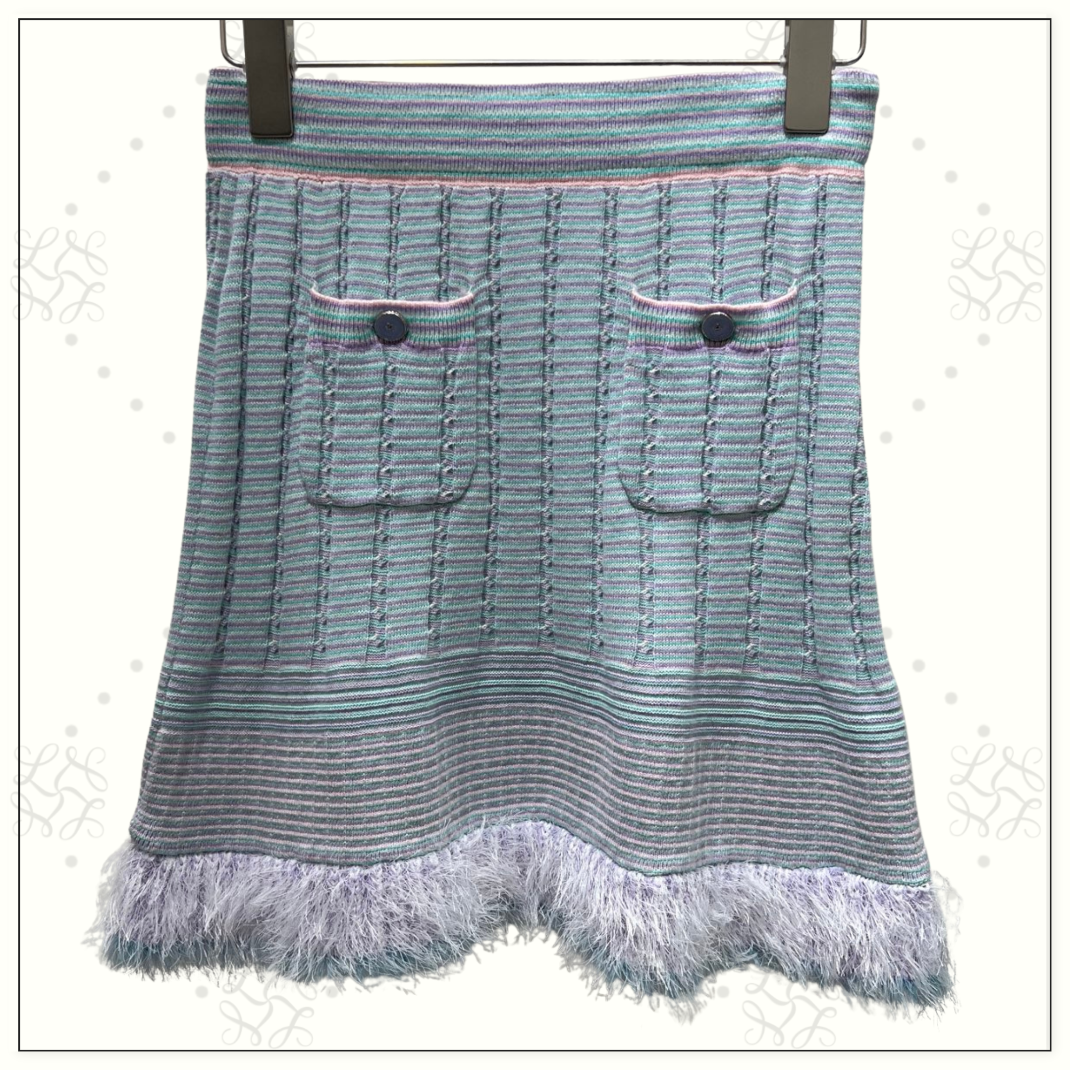 CASHMERE & COTTON FEATHER CARDIGAN & MINI SKIRT