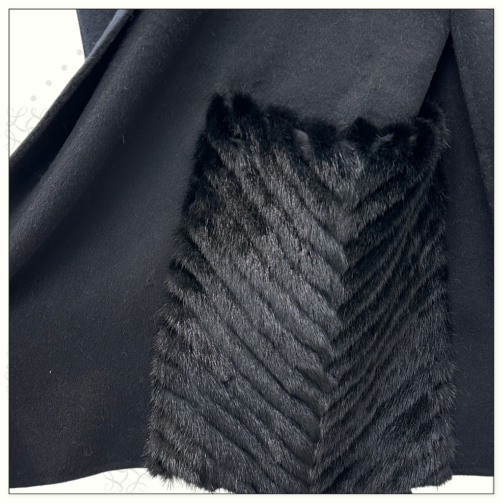 WOOL WRAP COAT WITH FUR POCKETS