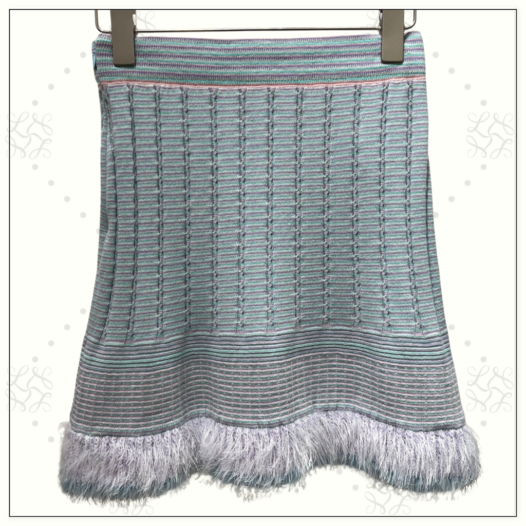 CASHMERE & COTTON FEATHER CARDIGAN & MINI SKIRT