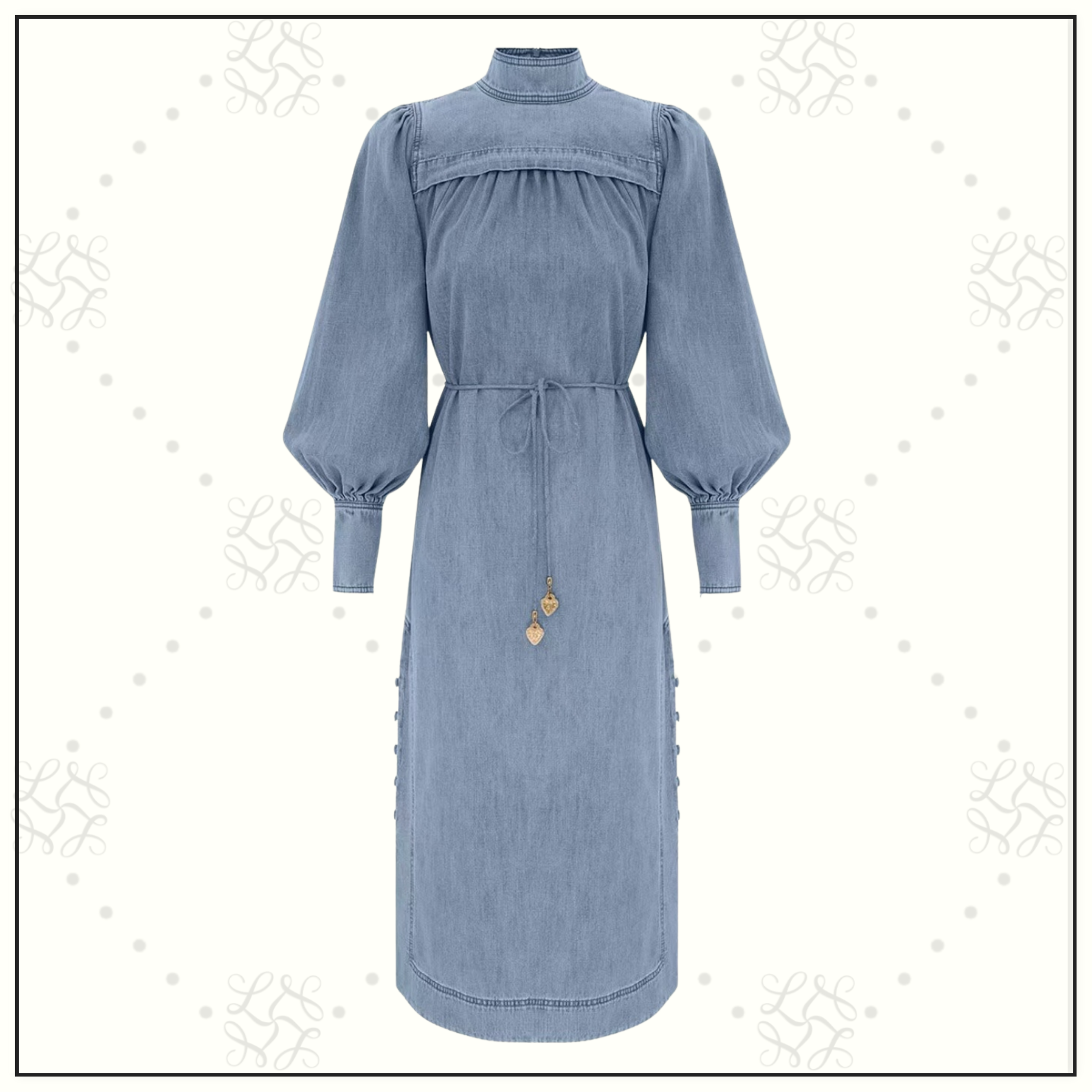 CRUSH DENIM MIDI DRESS