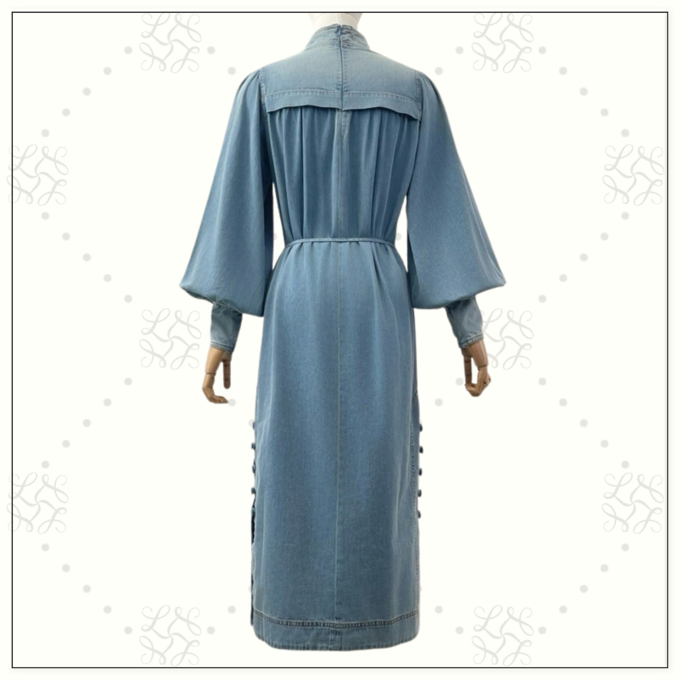 CRUSH DENIM MIDI DRESS