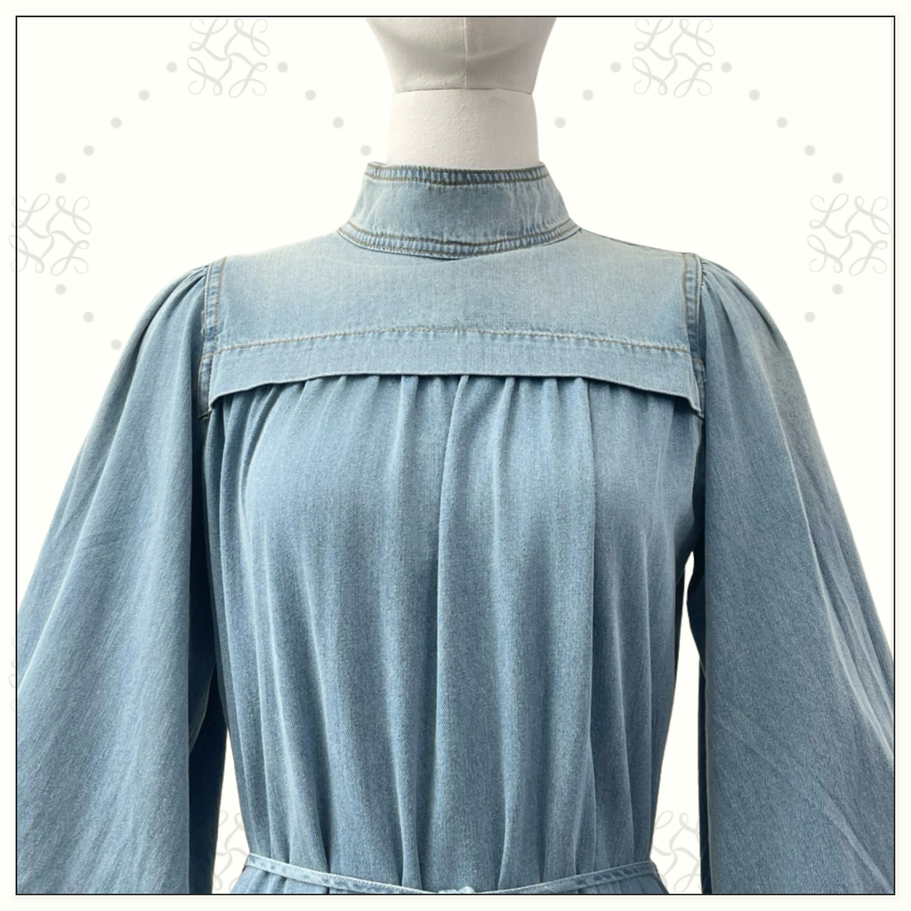 CRUSH DENIM MIDI DRESS