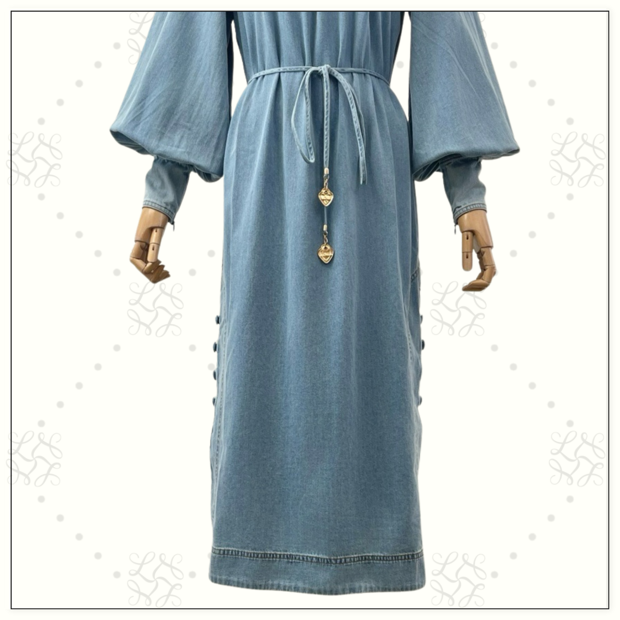 CRUSH DENIM MIDI DRESS