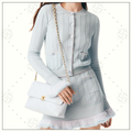 CASHMERE & COTTON FEATHER CARDIGAN & MINI SKIRT