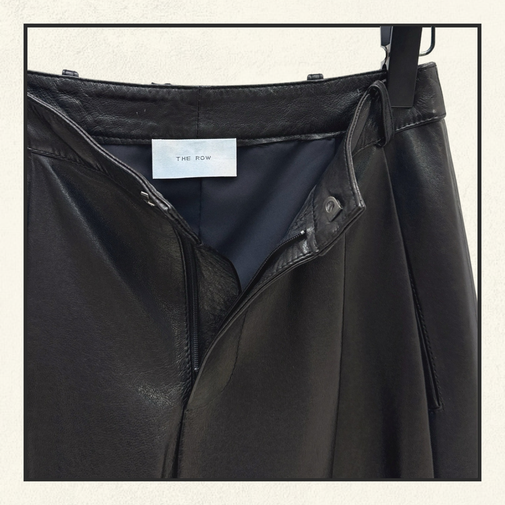 PLEATED BARREL LEG LAMBSKIN TROUSERS