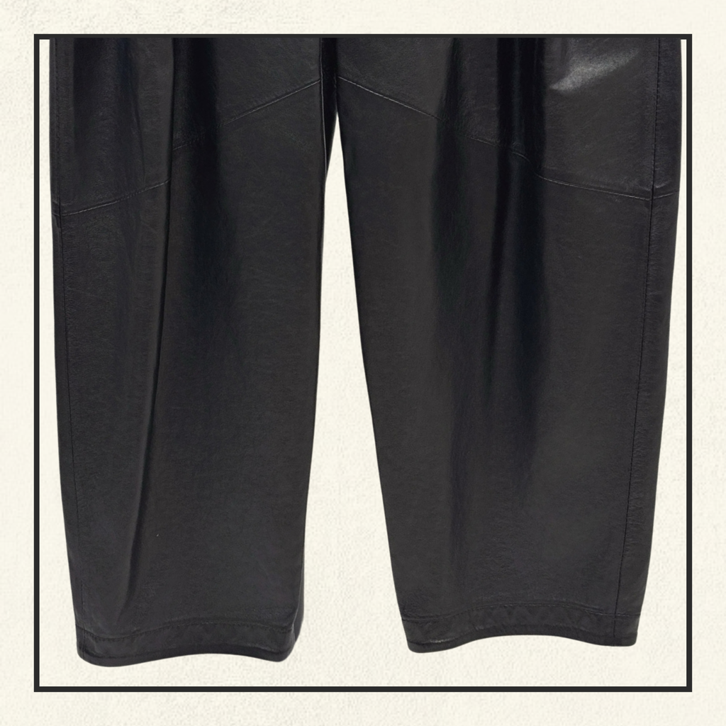 PLEATED BARREL LEG LAMBSKIN TROUSERS