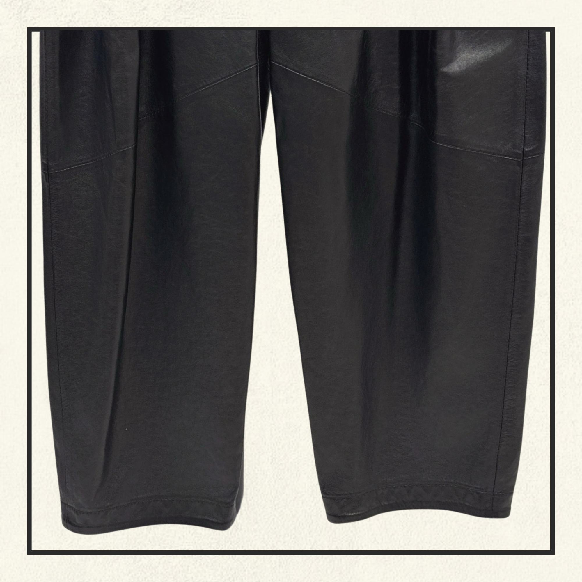 PLEATED BARREL LEG LAMBSKIN TROUSERS