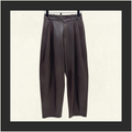 PLEATED BARREL LEG LAMBSKIN TROUSERS