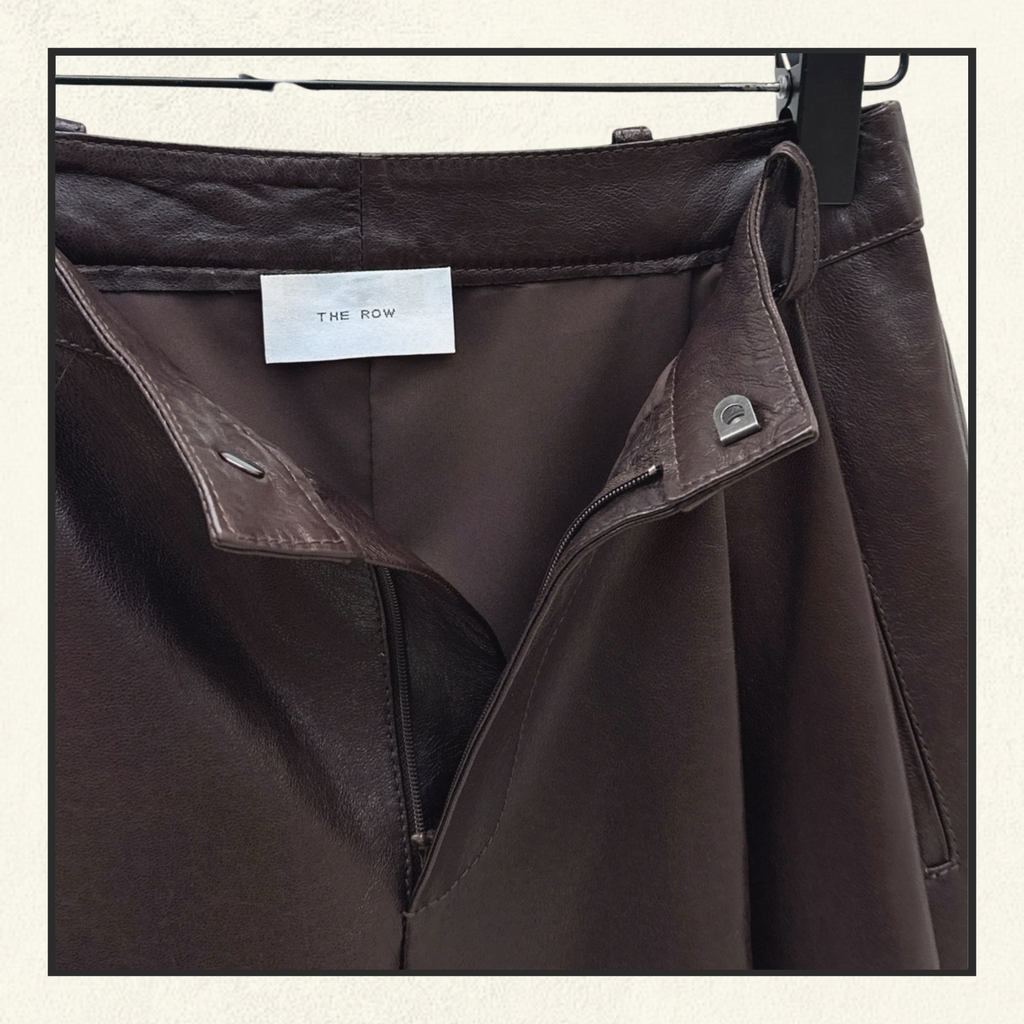 PLEATED BARREL LEG LAMBSKIN TROUSERS