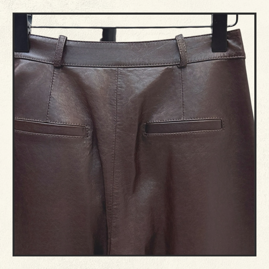 PLEATED BARREL LEG LAMBSKIN TROUSERS