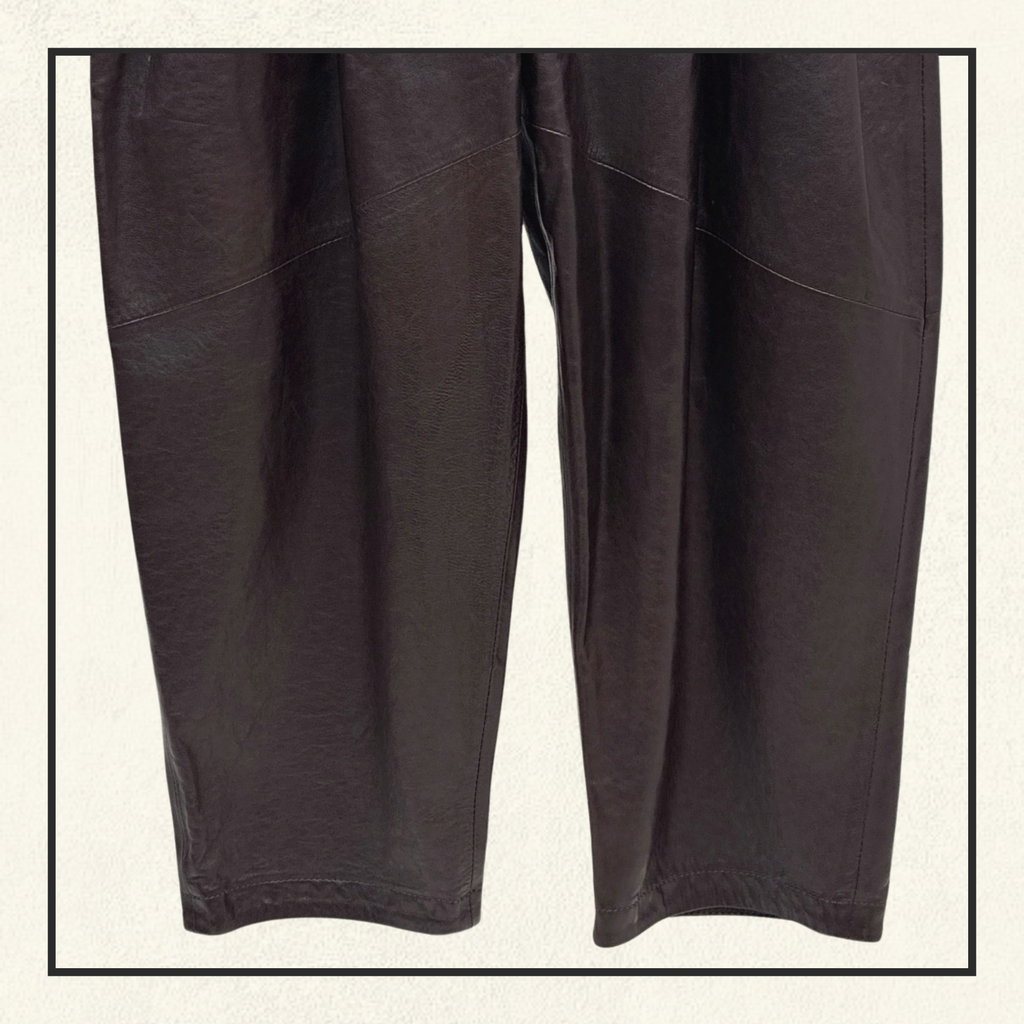 PLEATED BARREL LEG LAMBSKIN TROUSERS