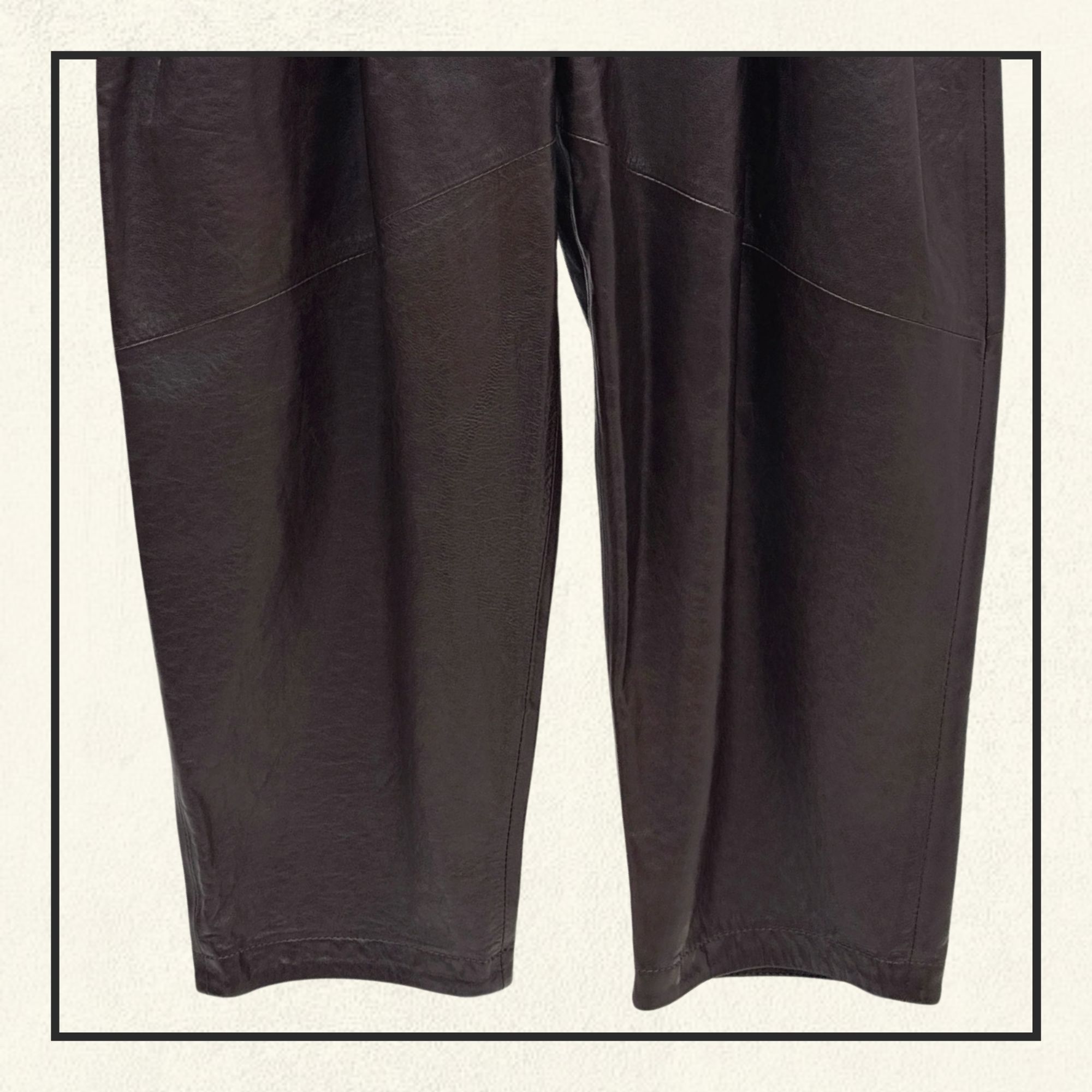 PLEATED BARREL LEG LAMBSKIN TROUSERS