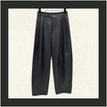 PLEATED BARREL LEG LAMBSKIN TROUSERS