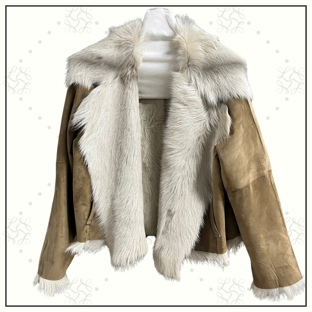 SUEDE JACKET WITH FUR COLLAR