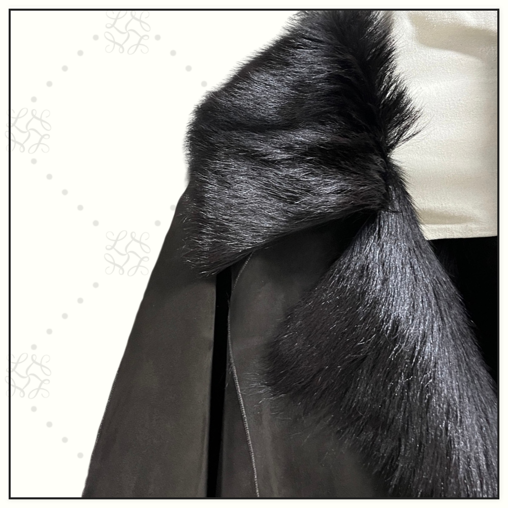 SUEDE JACKET WITH FUR COLLAR