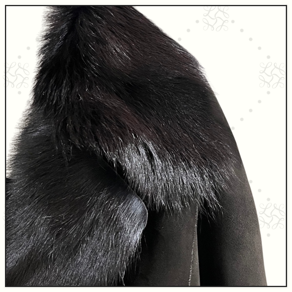 SUEDE JACKET WITH FUR COLLAR