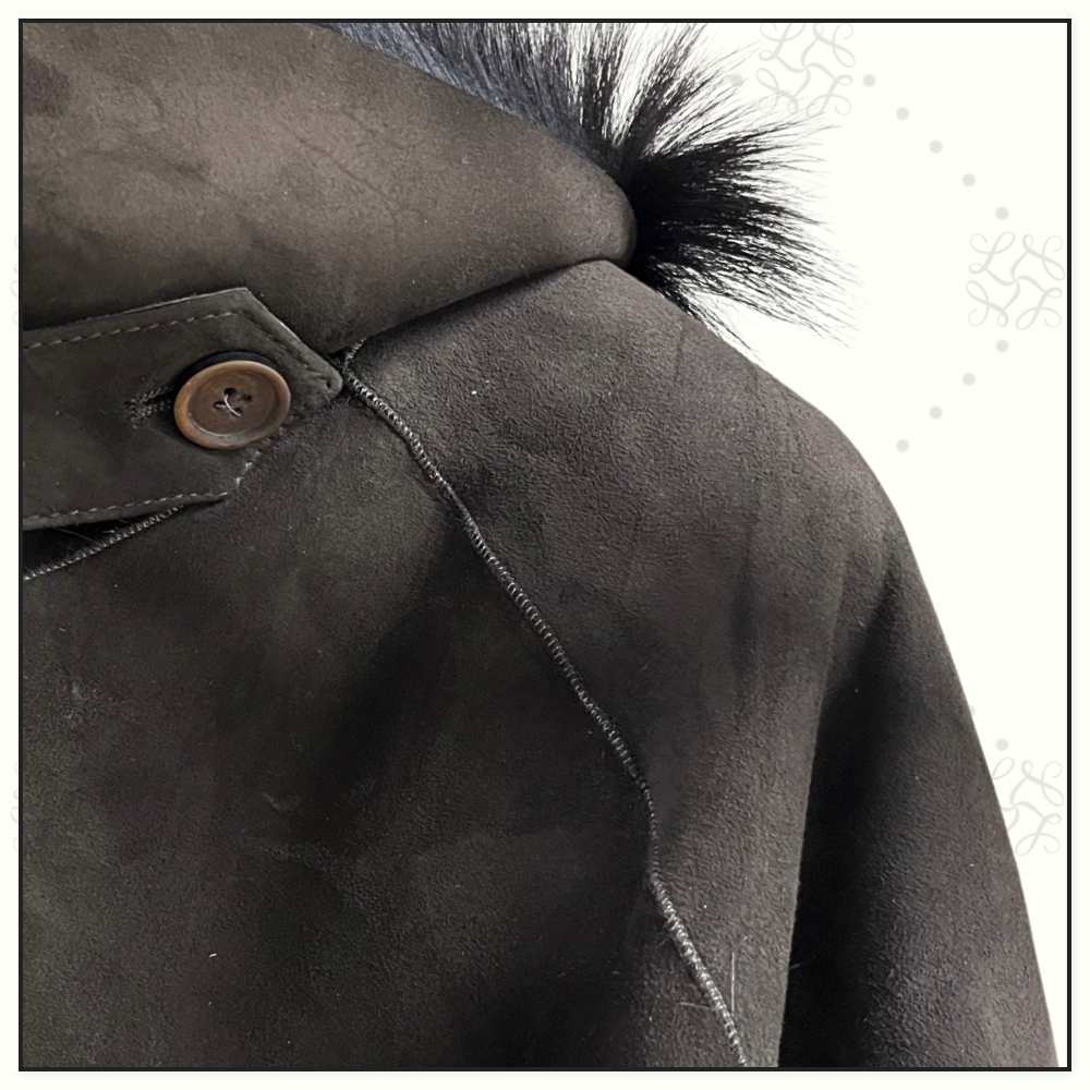 SUEDE JACKET WITH FUR COLLAR