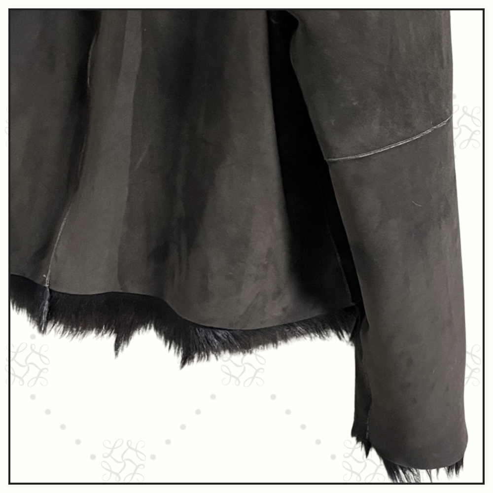 SUEDE JACKET WITH FUR COLLAR