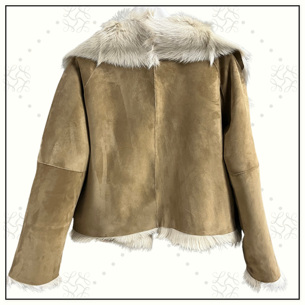 SUEDE JACKET WITH FUR COLLAR