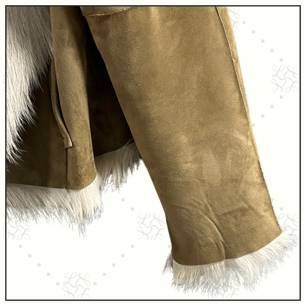 SUEDE JACKET WITH FUR COLLAR