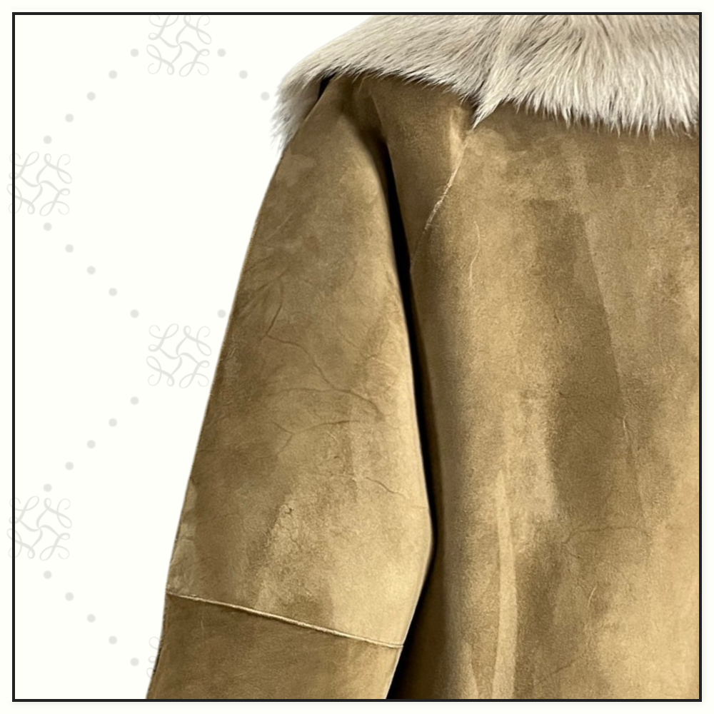 SUEDE JACKET WITH FUR COLLAR