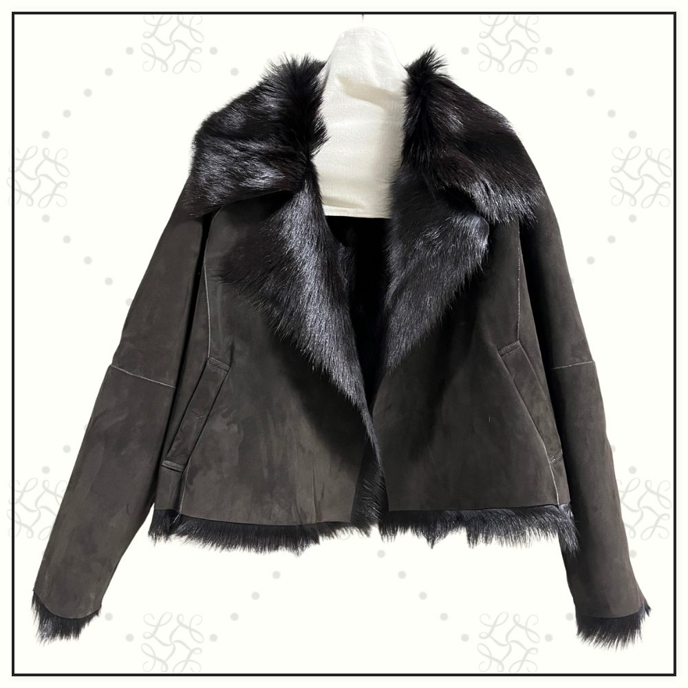 SUEDE JACKET WITH FUR COLLAR