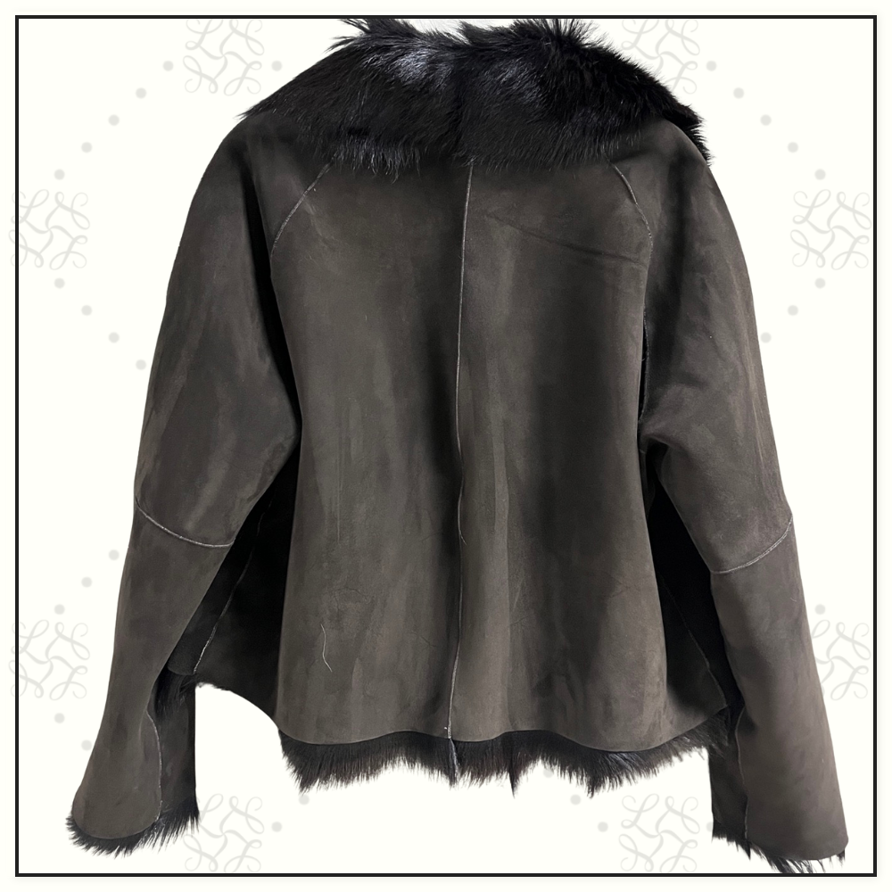 SUEDE JACKET WITH FUR COLLAR
