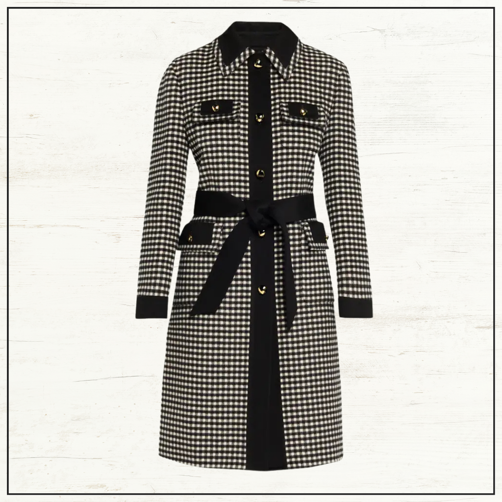 CHECKED WOOL & CASHMERE COAT